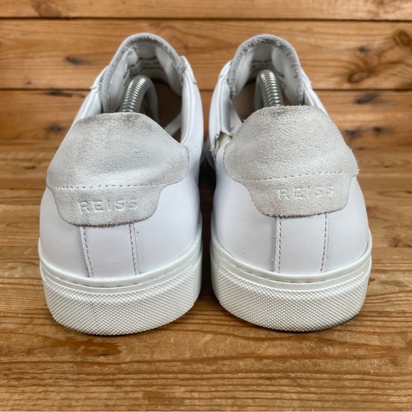 REISS Finley Trainers Size UK 9 Mens White Grey Leather Suede Lace Up Low Shoes - Picture 5 of 14